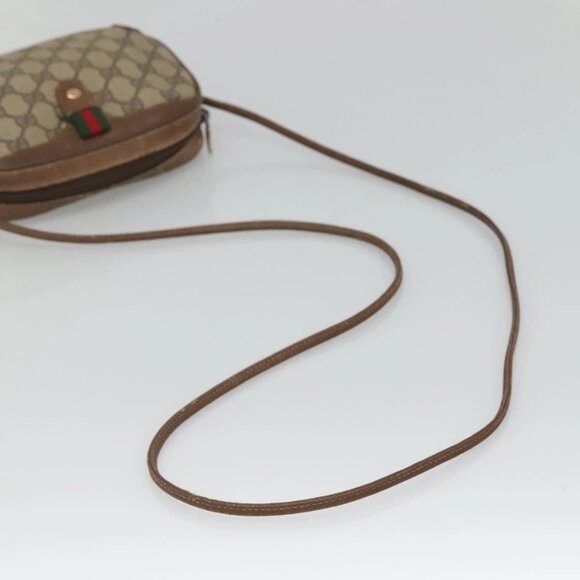 GUCCI GG Supreme Web Sherry Line Bag PVC Beige Gold 89 02 066 Auth 124761 - Picture 8 of 16